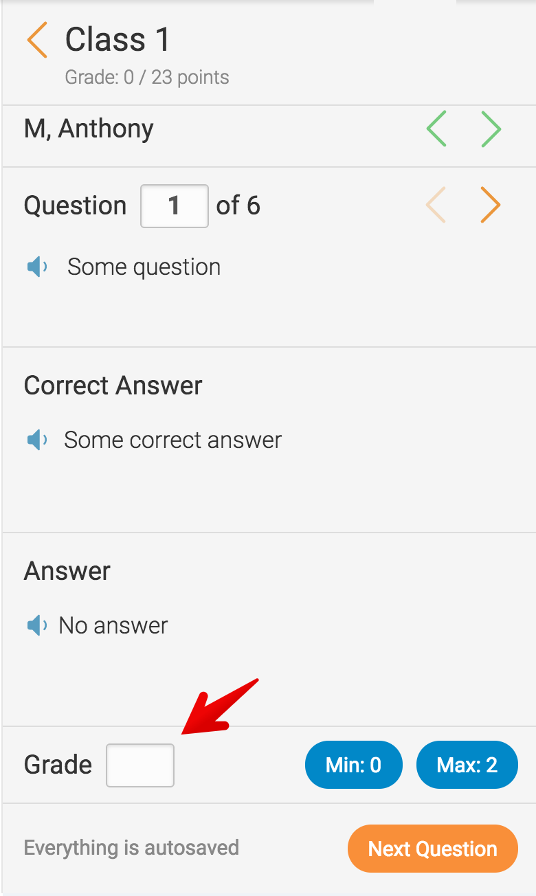 Grade open-ended questions manually