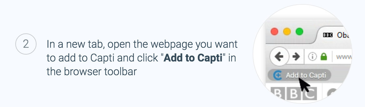 Click Add to Capti to import text on the screen to a track in your playlist