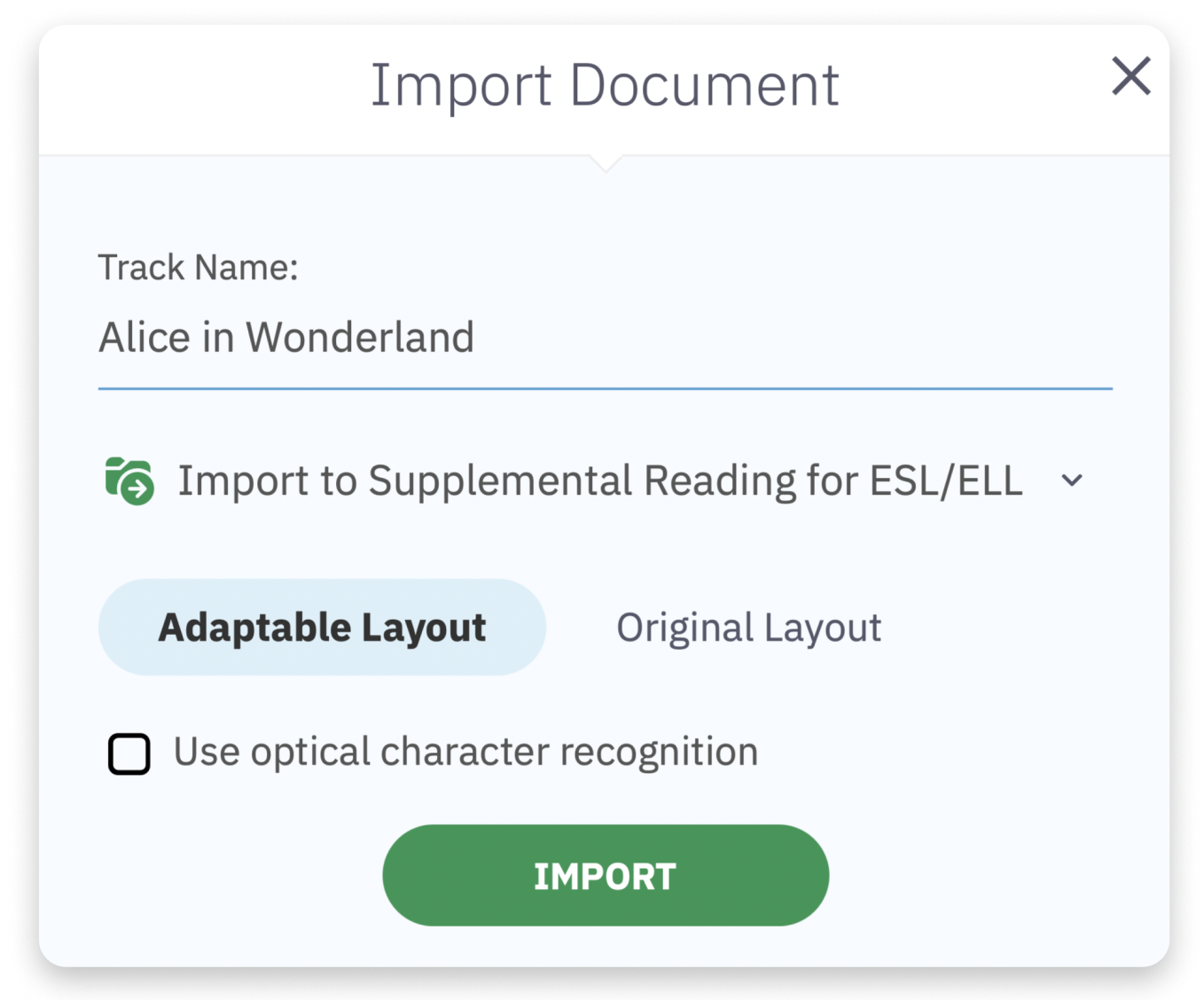 import document dialog