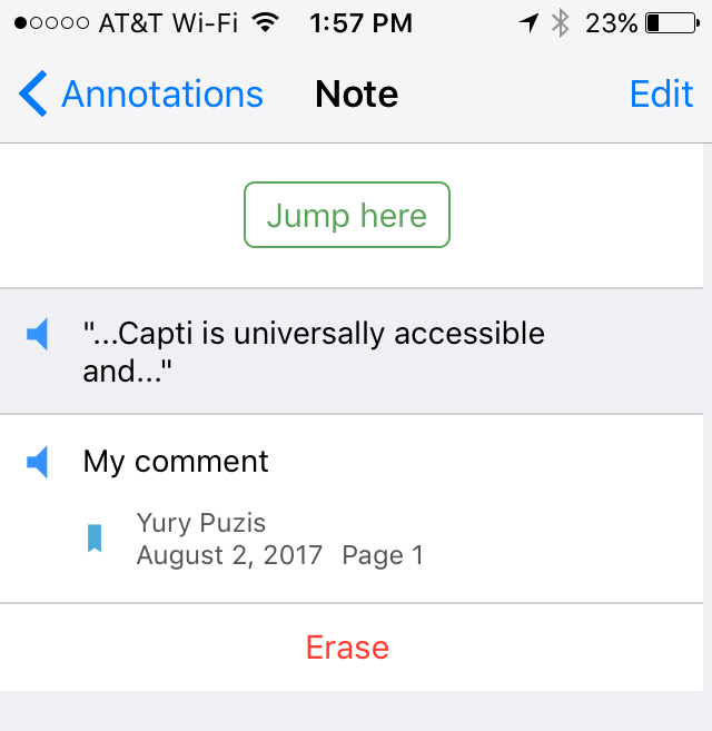 Dialog for reviewing and editing an annotation