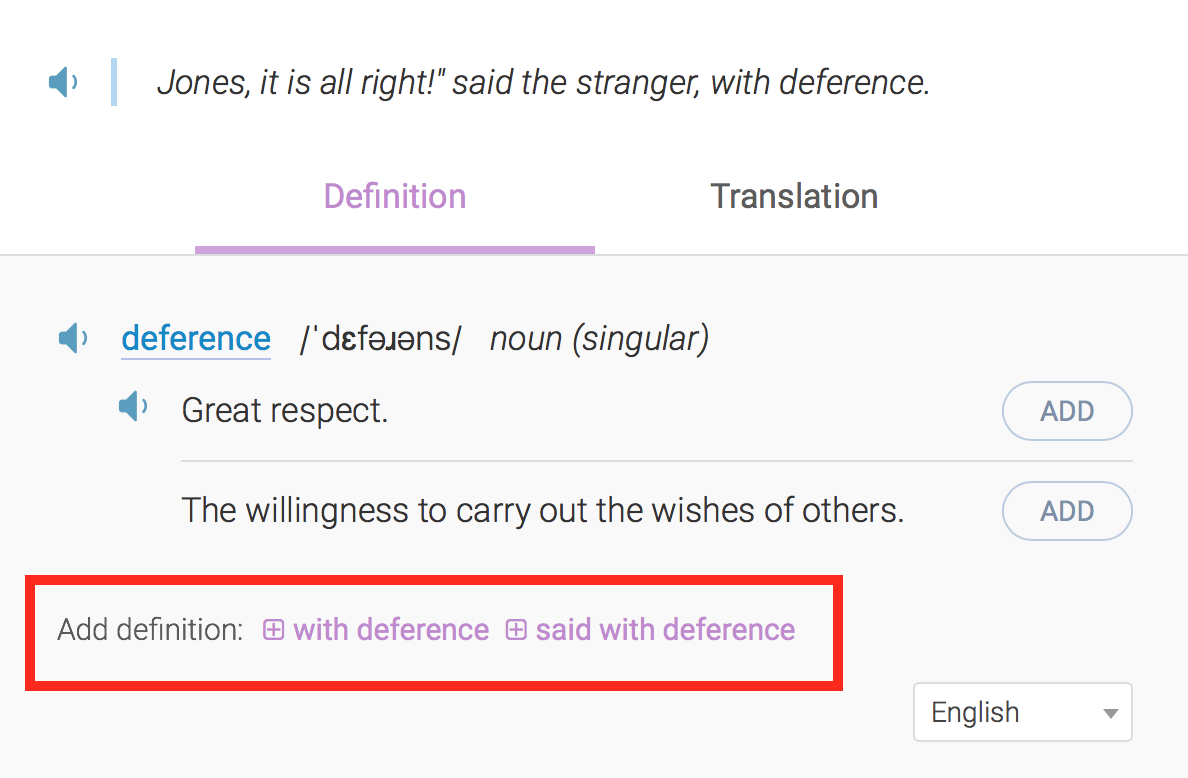 Add your own definitions to your word list